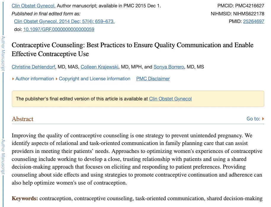 contraceptive counseling article